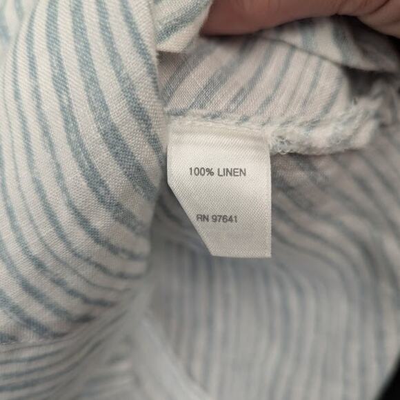 J.Jill Love 100% Linen Womens White and Blue Striped Button Shirt Lightweight M - Picture 6 of 8